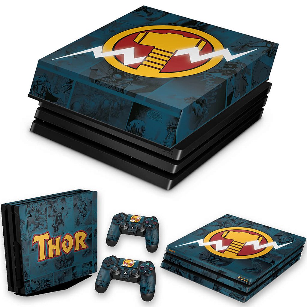 KIT Capa Anti Poeira e Skin Anti-Rage PS4 Pro - Thor Comics