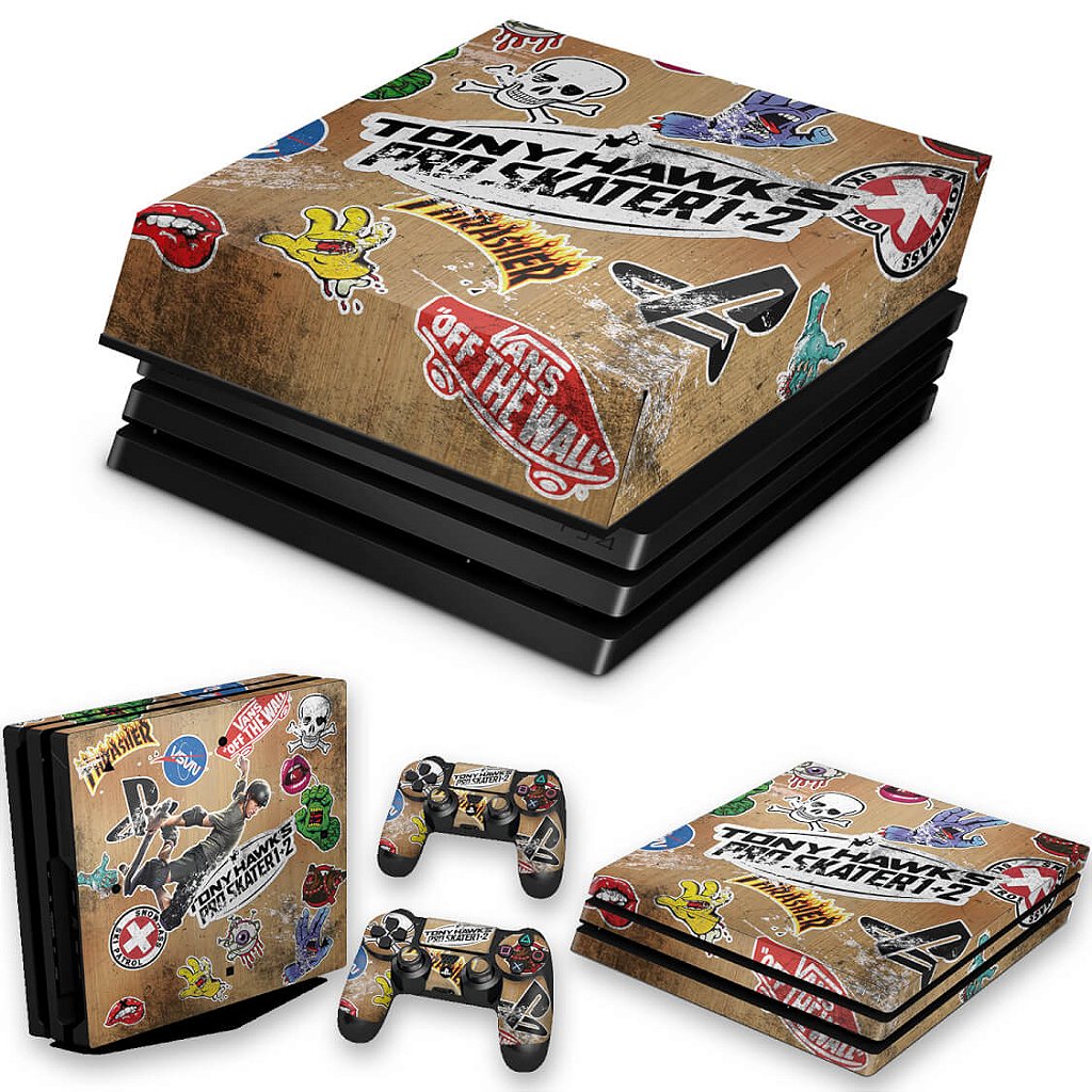 KIT Capa Anti Poeira e Skin Anti-Rage PS4 Pro - Tony Hawk's Pro Skater