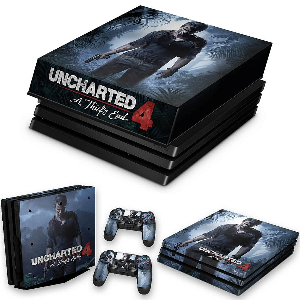 KIT Capa Anti Poeira e Skin Anti-Rage PS4 Pro - Uncharted 4