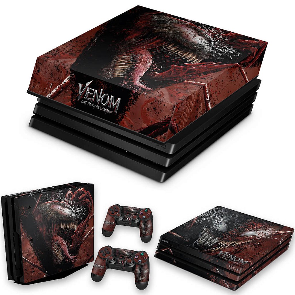 KIT Capa Anti Poeira e Skin Anti-Rage PS4 Pro - Venom Tempo de Carnificina