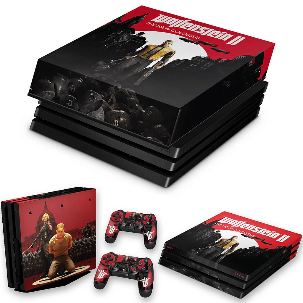 KIT Capa Anti Poeira e Skin Anti-Rage PS4 Pro - Wolfenstein 2 New Order