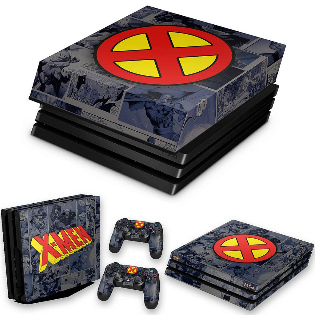KIT Capa Anti Poeira e Skin Anti-Rage PS4 Pro - X-Men Comics