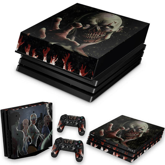 KIT Capa Anti Poeira e Skin Anti-Rage PS4 Pro - Zombie Zumbi The Walking