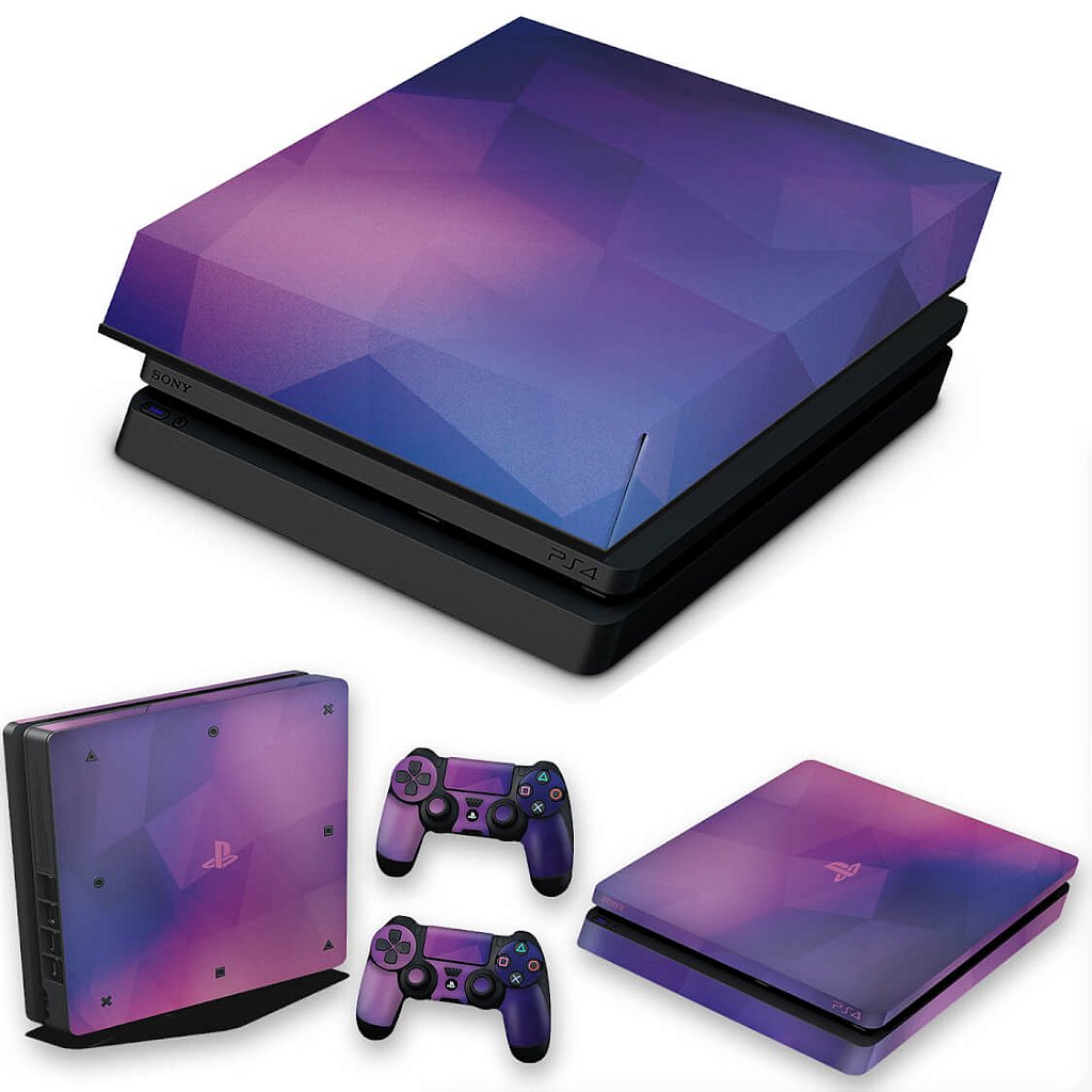 KIT Capa Anti Poeira e Skin Anti-Rage PS4 Slim - Arte Abstrata #1