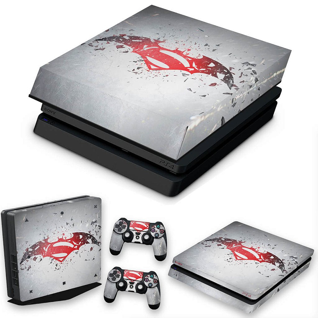 KIT Capa Anti Poeira e Skin Anti-Rage PS4 Slim - Batman Vs Superman Logo