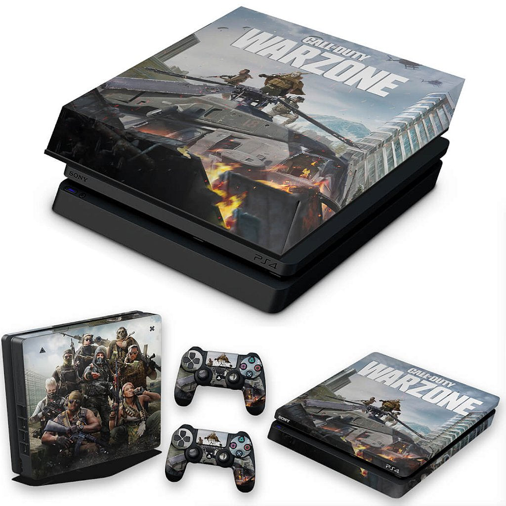 KIT Capa Anti Poeira e Skin Anti-Rage PS4 Slim - Call of Duty Warzone