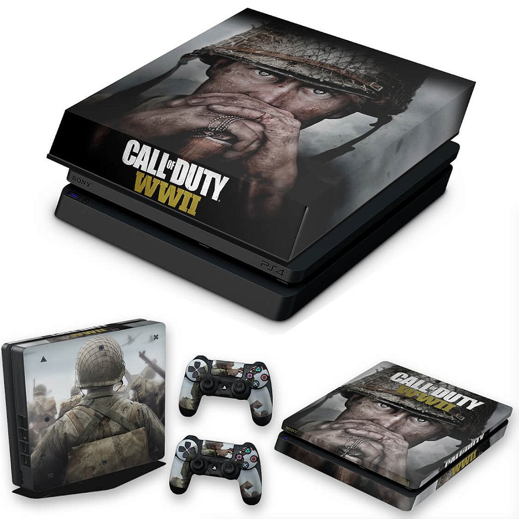 KIT Capa Anti Poeira e Skin Anti-Rage PS4 Slim - Call Of Duty Ww2