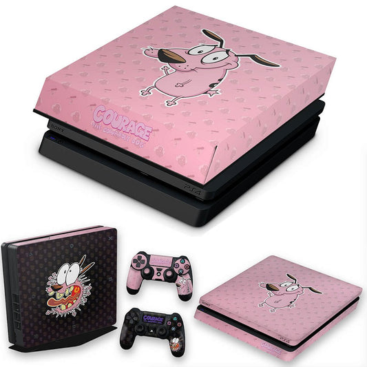 KIT Capa Anti Poeira e Skin Anti-Rage PS4 Slim - Coragem: O cão covarde