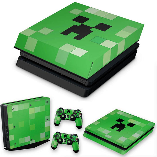 KIT Capa Anti Poeira e Skin Anti-Rage PS4 Slim - Creeper Minecraft