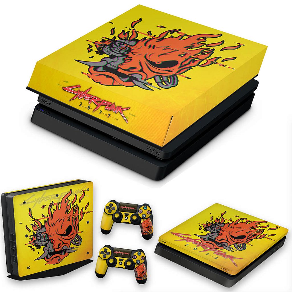 KIT Capa Anti Poeira e Skin Anti-Rage PS4 Slim - Cyberpunk 2077