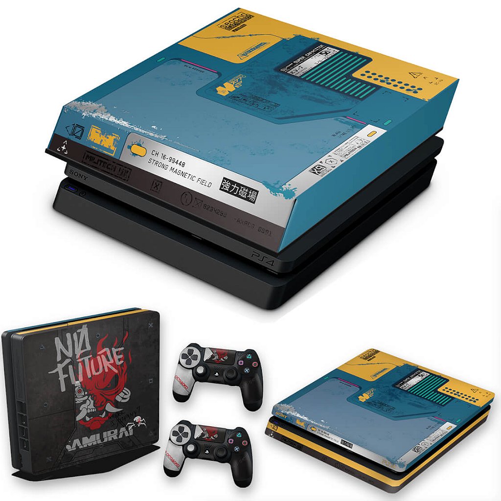 KIT Capa Anti Poeira e Skin Anti-Rage PS4 Slim - Cyberpunk 2077 Bundle