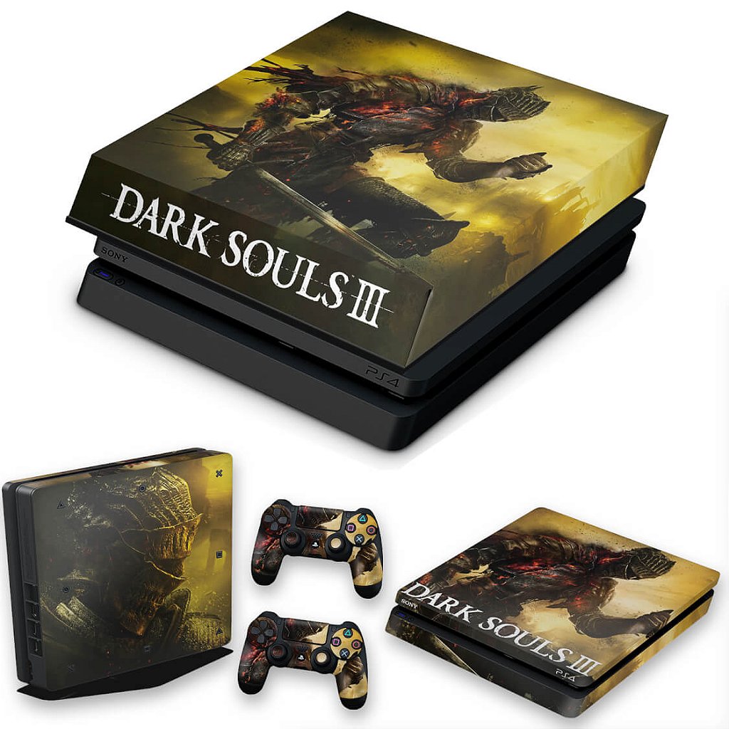 KIT Capa Anti Poeira e Skin Anti-Rage PS4 Slim - Dark Souls 3