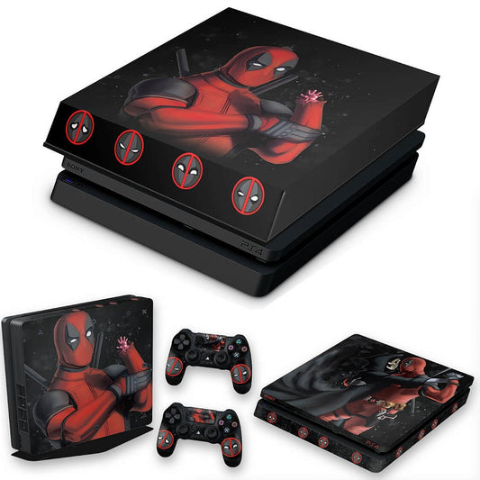 KIT Capa Anti Poeira e Skin Anti-Rage PS4 Slim - Deadpool 2