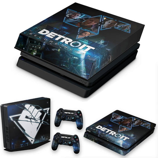 KIT Capa Anti Poeira e Skin Anti-Rage PS4 Slim - Detroit Become Human