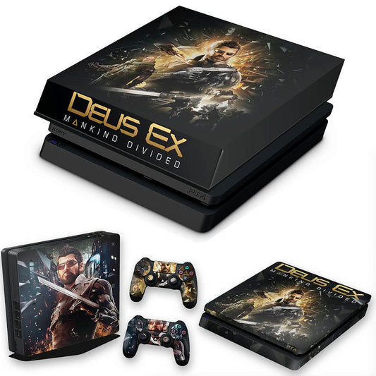 KIT Capa Anti Poeira e Skin Anti-Rage PS4 Slim - Deus Ex: Mankind Divided