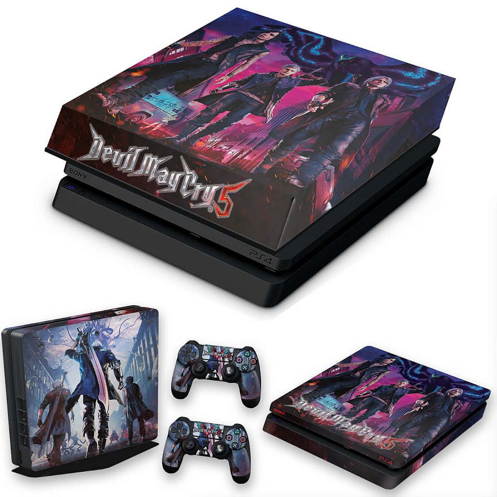 KIT Capa Anti Poeira e Skin Anti-Rage PS4 Slim - Devil May Cry 5