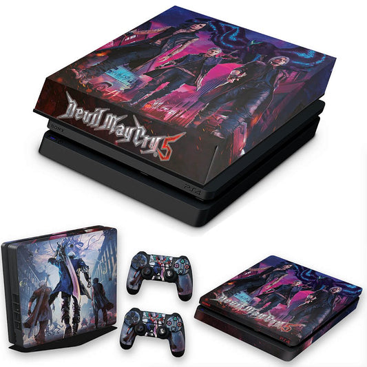 KIT Capa Anti Poeira e Skin Anti-Rage PS4 Slim - Devil May Cry 5