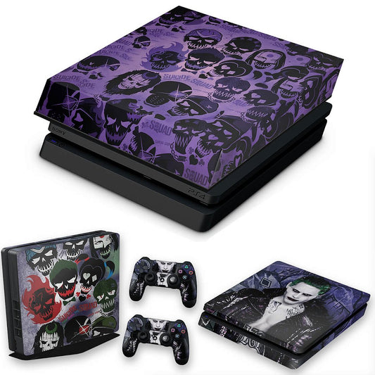 KIT Capa Anti Poeira e Skin Anti-Rage PS4 Slim - Esquadrão Suicida #D