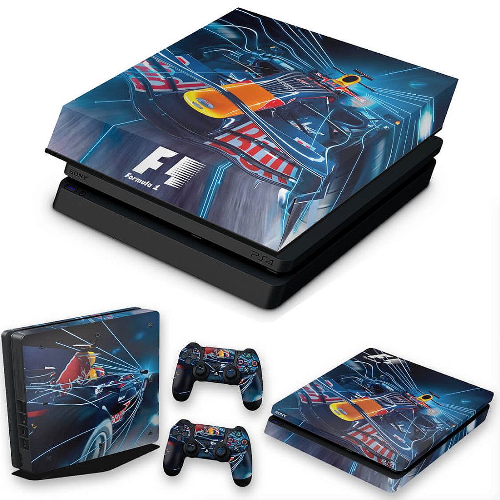 KIT Capa Anti Poeira e Skin Anti-Rage PS4 Slim - Formula 1