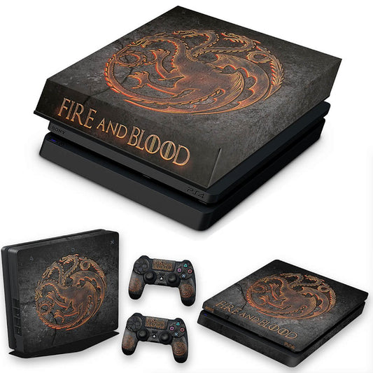 KIT Capa Anti Poeira e Skin Anti-Rage PS4 Slim - Game Of Thrones Targaryen