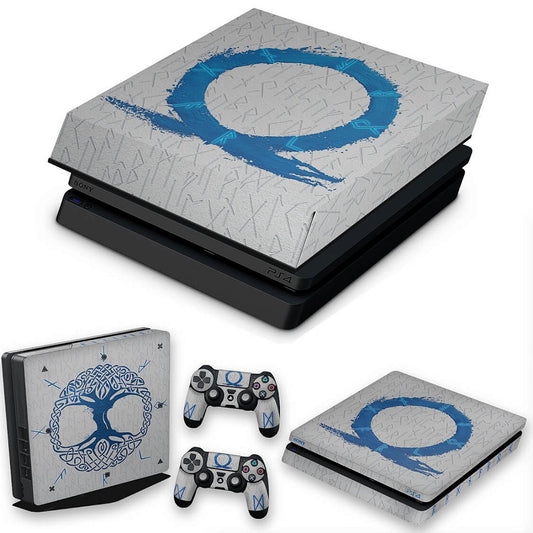KIT Capa Anti Poeira e Skin Anti-Rage PS4 Slim - God of War Ragnarok