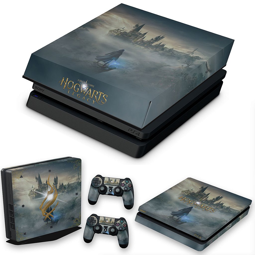 KIT Capa Anti Poeira e Skin Anti-Rage PS4 Slim - Hogwarts Legacy