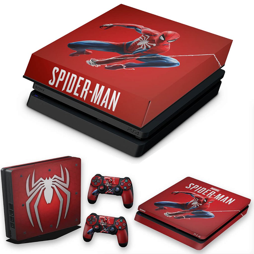 KIT Capa Anti Poeira e Skin Anti-Rage PS4 Slim - Homem Aranha Spider-Man