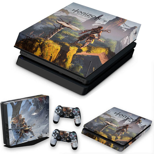 KIT Capa Anti Poeira e Skin Anti-Rage PS4 Slim - Horizon Zero Dawn