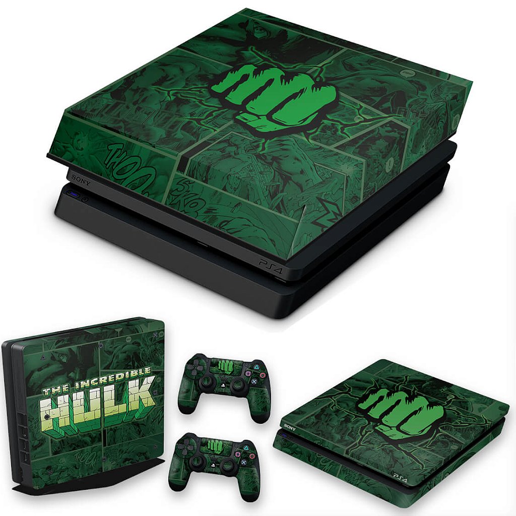 KIT Capa Anti Poeira e Skin Anti-Rage PS4 Slim - Hulk Comics