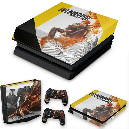 KIT Capa Anti Poeira e Skin Anti-Rage PS4 Slim - Infamous