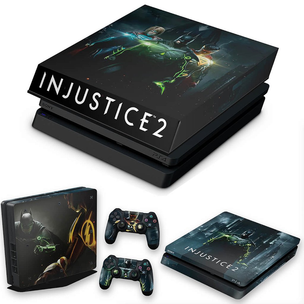 KIT Capa Anti Poeira e Skin Anti-Rage PS4 Slim - Injustice 2