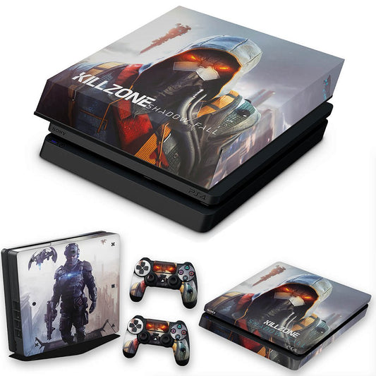 KIT Capa Anti Poeira e Skin Anti-Rage PS4 Slim - Killzone Shadow Fall