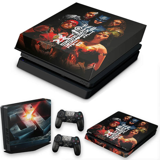 KIT Capa Anti Poeira e Skin Anti-Rage PS4 Slim - Liga Da Justiça