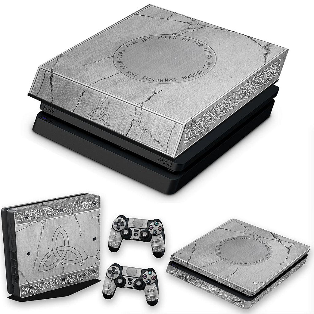 KIT Capa Anti Poeira e Skin Anti-Rage PS4 Slim - Mjolnir Thor Amor e Trovão
