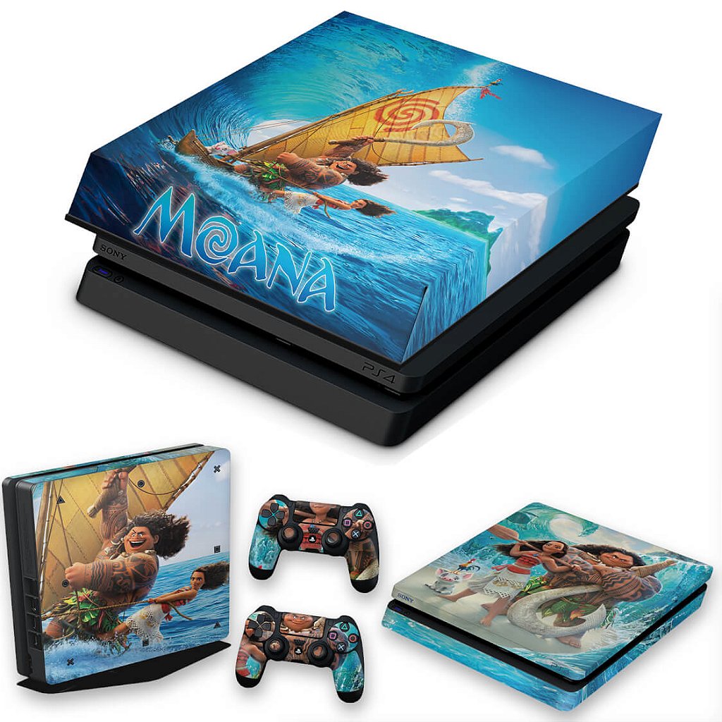 KIT Capa Anti Poeira e Skin Anti-Rage PS4 Slim - Moana