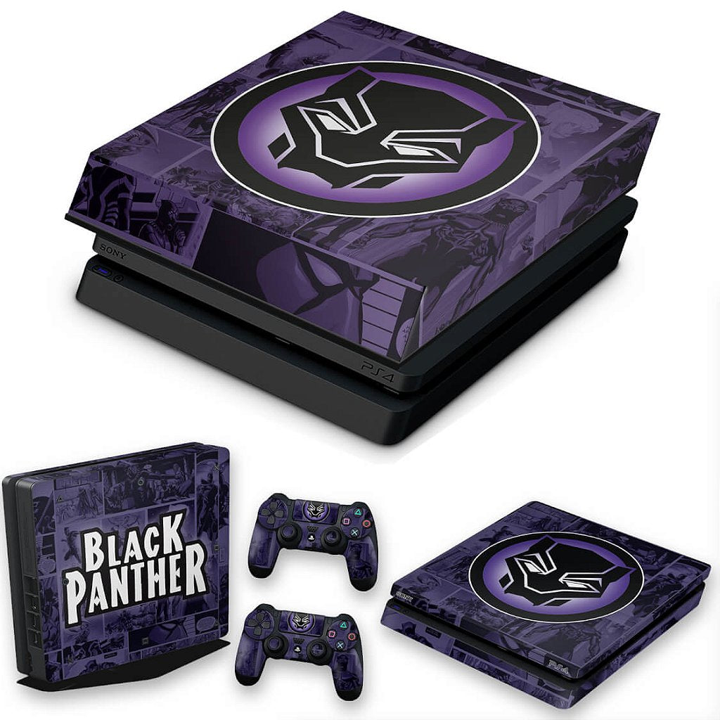 KIT Capa Anti Poeira e Skin Anti-Rage PS4 Slim - Pantera Negra Comics