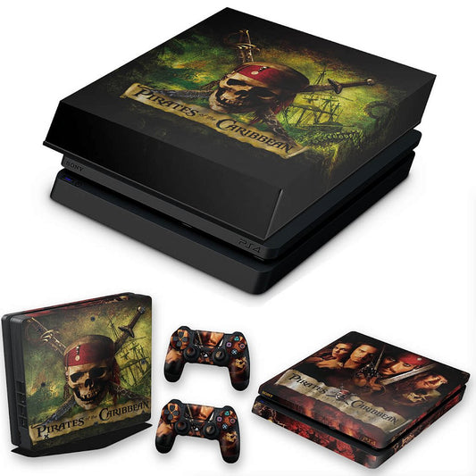 KIT Capa Anti Poeira e Skin Anti-Rage PS4 Slim - Piratas Do Caribe