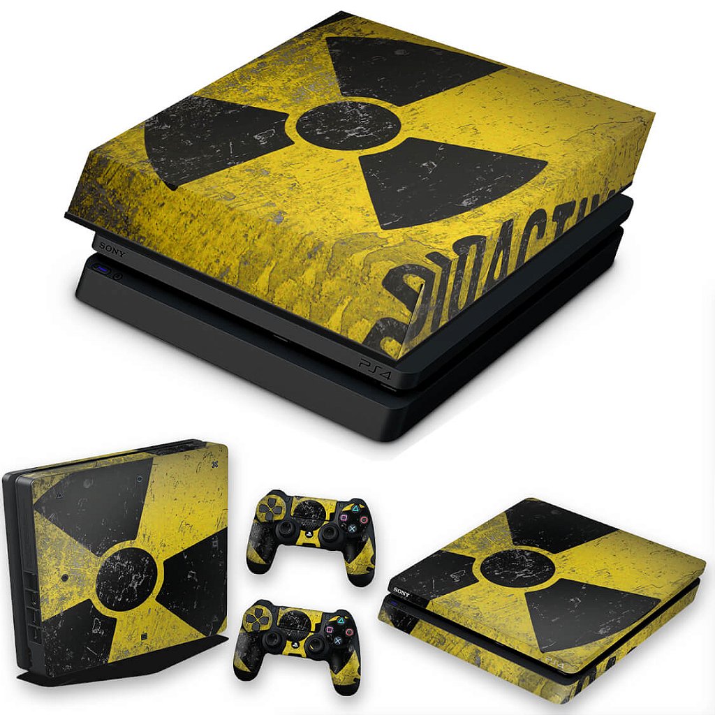 KIT Capa Anti Poeira e Skin Anti-Rage PS4 Slim - Radioativo