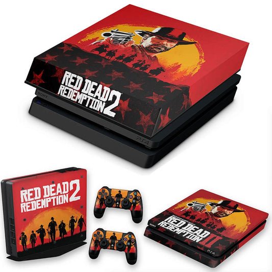 KIT Capa Anti Poeira e Skin Anti-Rage PS4 Slim - Red Dead Redemption 2