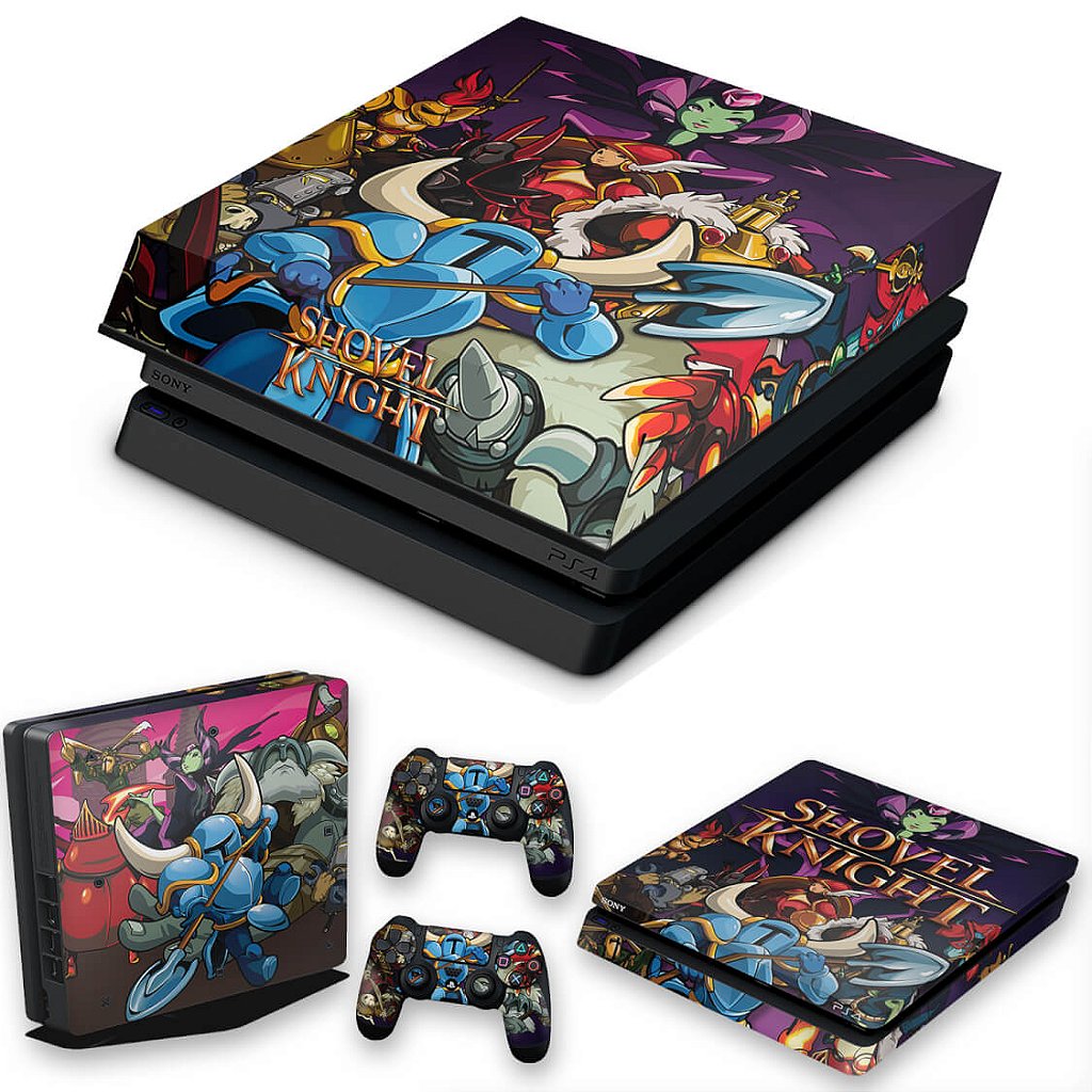 KIT Capa Anti Poeira e Skin Anti-Rage PS4 Slim - Shovel Knight