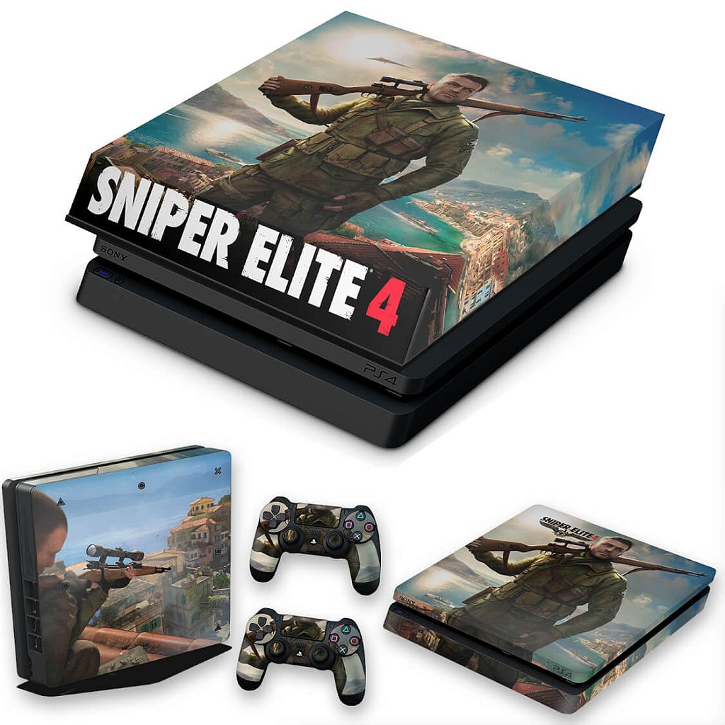 KIT Capa Anti Poeira e Skin Anti-Rage PS4 Slim - Sniper Elite 4