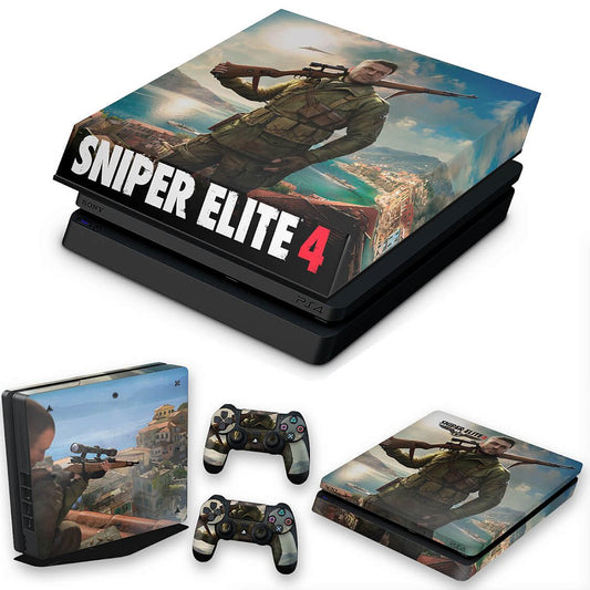 KIT Capa Anti Poeira e Skin Anti-Rage PS4 Slim - Sniper Elite 4