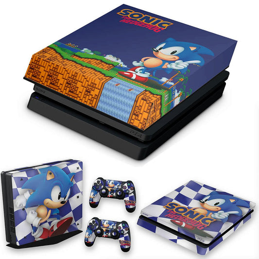 KIT Capa Anti Poeira e Skin Anti-Rage PS4 Slim - Sonic The Hedgehog