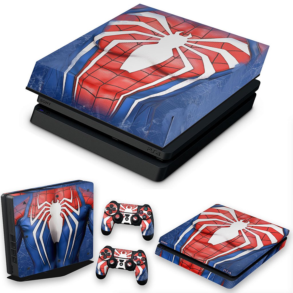 KIT Capa Anti Poeira e Skin Anti-Rage PS4 Slim - Spider-Man Homem Aranha 2
