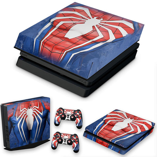 KIT Capa Anti Poeira e Skin Anti-Rage PS4 Slim - Spider-Man Homem Aranha 2