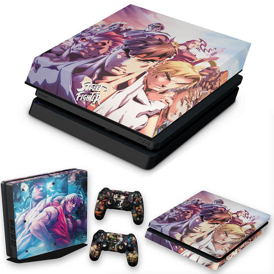 KIT Capa Anti Poeira e Skin Anti-Rage PS4 Slim - Street Fighter