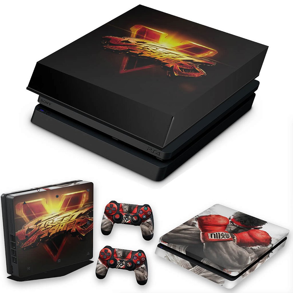 KIT Capa Anti Poeira e Skin Anti-Rage PS4 Slim - Street Fighter V