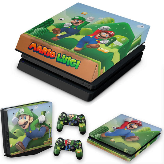 KIT Capa Anti Poeira e Skin Anti-Rage PS4 Slim - Super Mario Bros