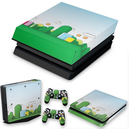 KIT Capa Anti Poeira e Skin Anti-Rage PS4 Slim - Super Mario