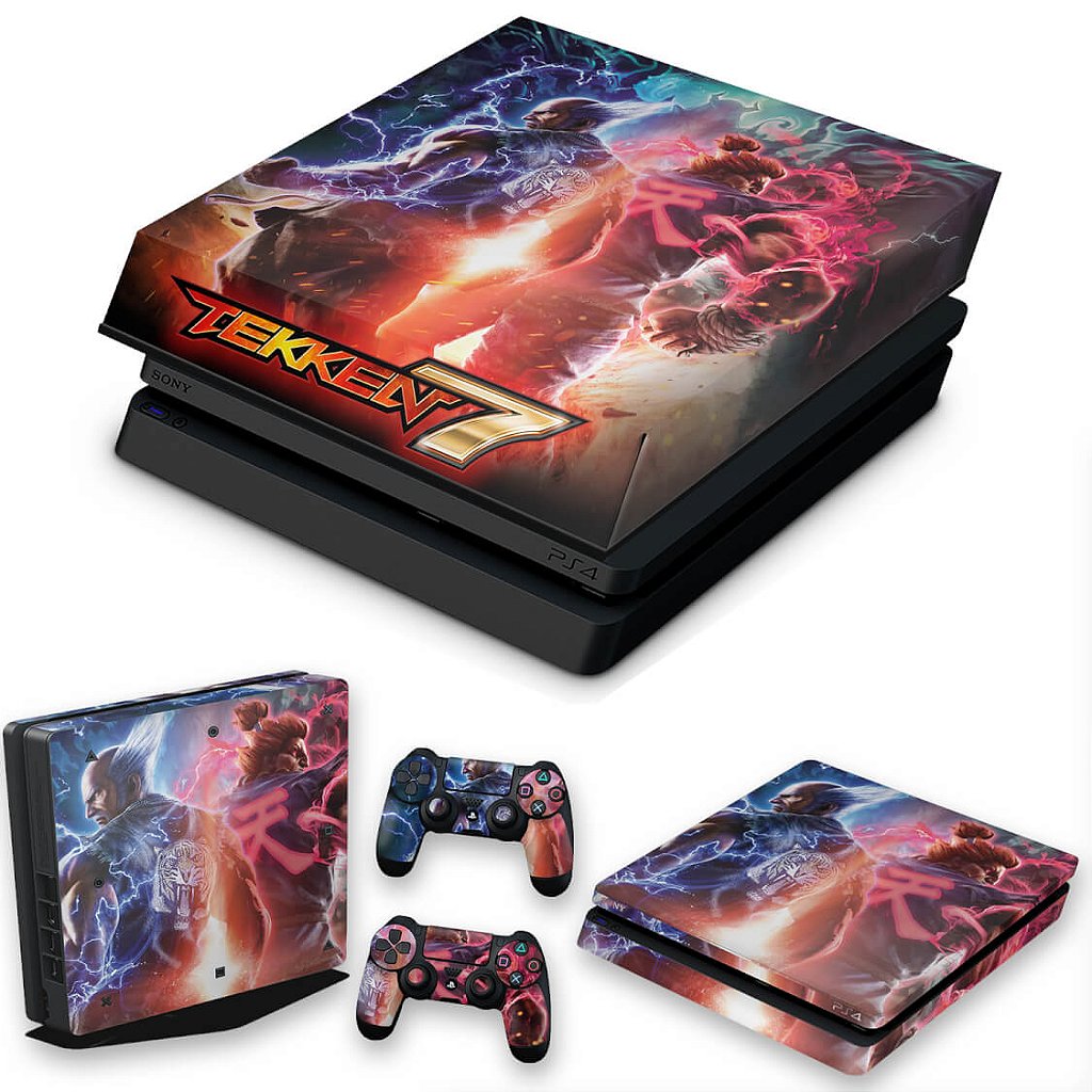 KIT Capa Anti Poeira e Skin Anti-Rage PS4 Slim - Tekken 7